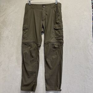 KUHL Renegade Convertible Stealth Pants Zip Off 36x32 Green Hiking Stretch Cargo